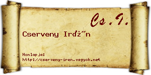 Cserveny Irén névjegykártya