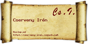 Cserveny Irén névjegykártya